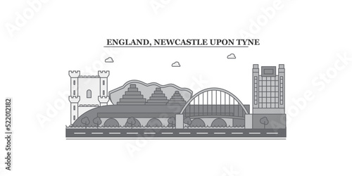 Obraz na płótnie United Kingdom, Newcastle Upon Tyne city skyline isolated vector illustration, icons w salonie