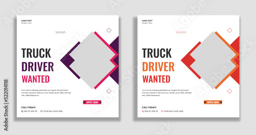 Truck drivers wanted social media and web banner
