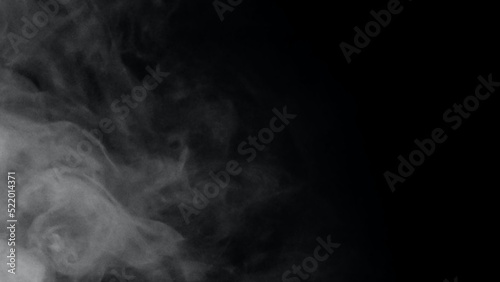 White smoke or fog isolated on black background.