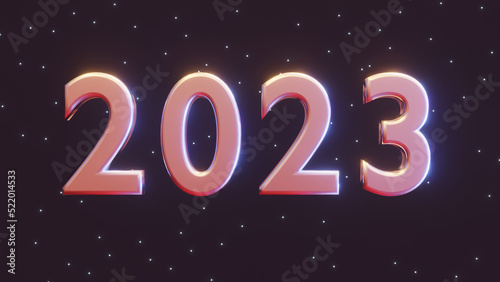 2023 new year numbers  3d render with neon lighting 