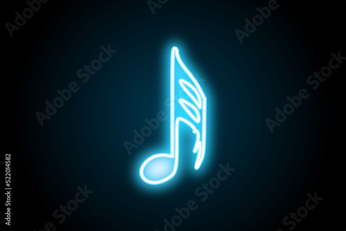 Music note demisemiquaver glowing neon symbol sign icon  photo