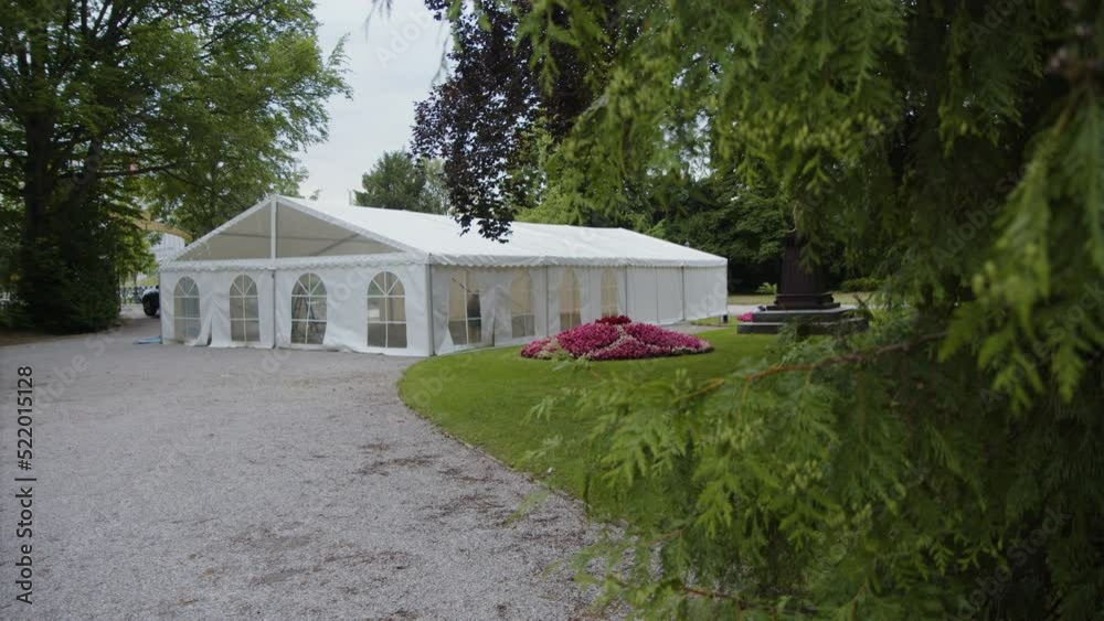 big party tent in public park