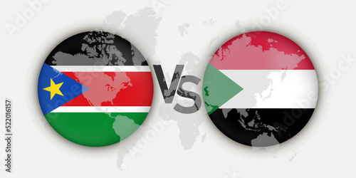 Sudan vs South Sudan flags concept. Vector Illustration.