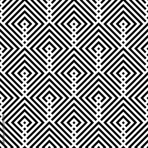 Abstract Seamless Geometric Checked Pattern. Black and White Texture.
