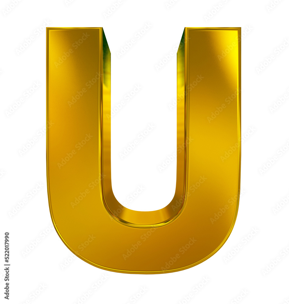 letter U 3d golden isolated on white - 3d rendering letter U 3d golden isolated on white - 3d rendering