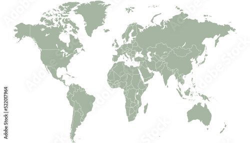 World map. Color vector modern. Silhouette map.	