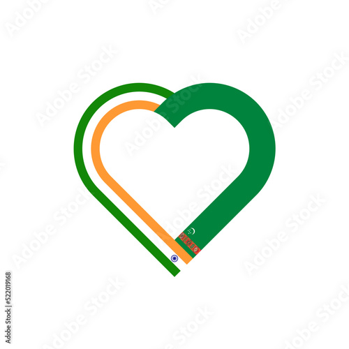 unity concept. heart ribbon icon of india and turkmenistan flags. vector illustration isolated on white background