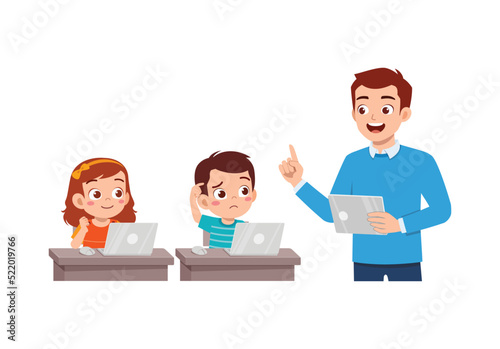 teacher explain about computer and internet to student