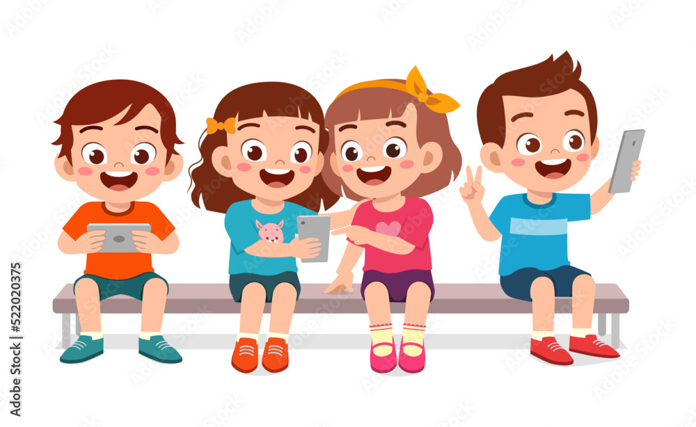 little kid and friend use smartphone together little kid and friend use smartphone together