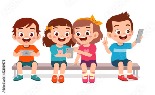 little kid and friend use smartphone together