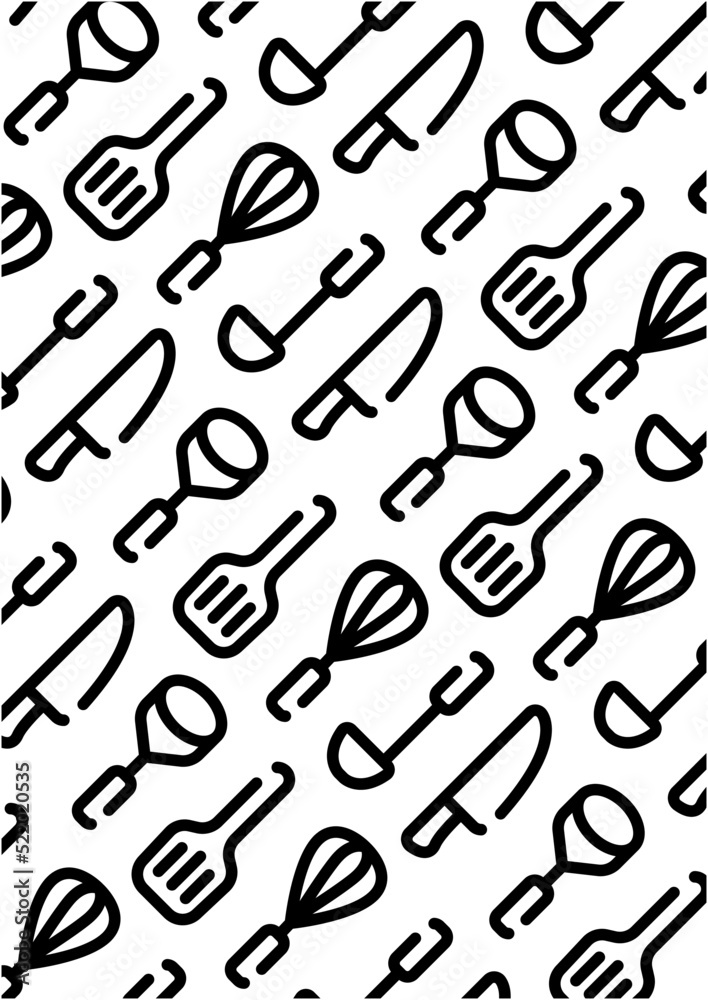 Kitchen tool pattern background for graphic design.A-size vertical.