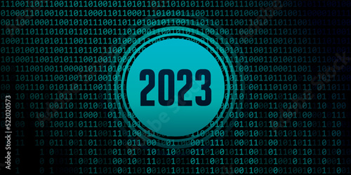 2023 new year number on binary code background
