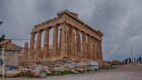 Parthenon temple just before the rain. Acropolis in Athens, Greece.