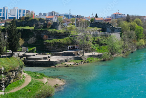 view of the city of the river, green city infrastructure, landscape Podgorica, Montenegro