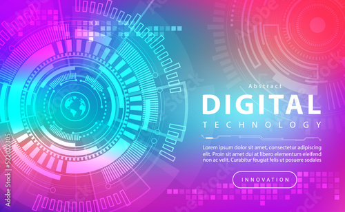 Digital technology banner colorful background concept, technology light purple effect, abstract tech, innovation future data, internet network, Ai big data, lines dots connection, illustration vector