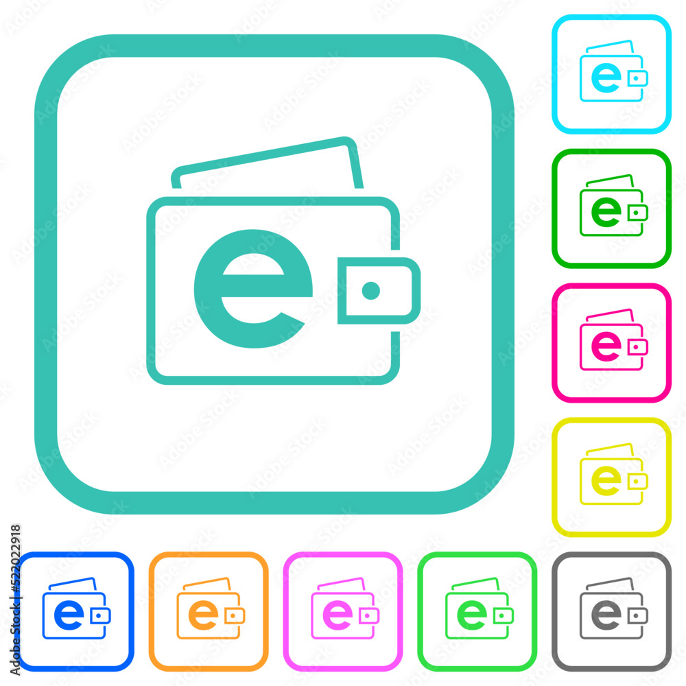 Electronic wallet outline vivid colored flat icons Electronic wallet outline vivid colored flat icons