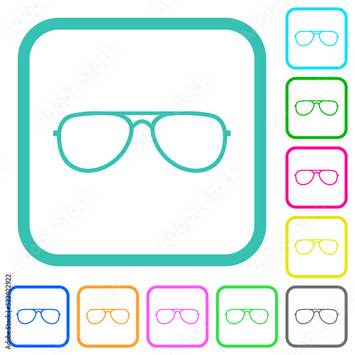 Glasses vivid colored flat icons