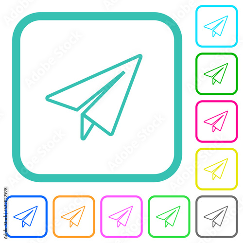 Paper plane outline vivid colored flat icons
