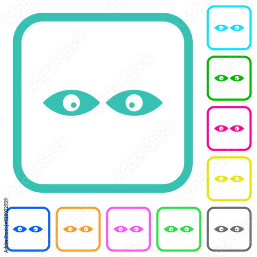 Watching eyes solid vivid colored flat icons