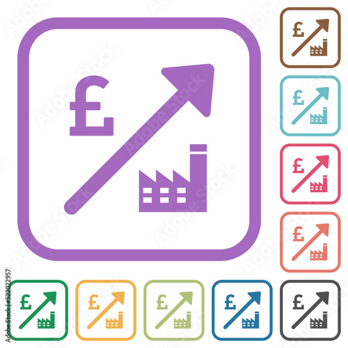 Rising power plant english Pound prices simple icons