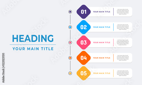 Goals infographic template. Business concept with 5 steps. Timeline infographic design.