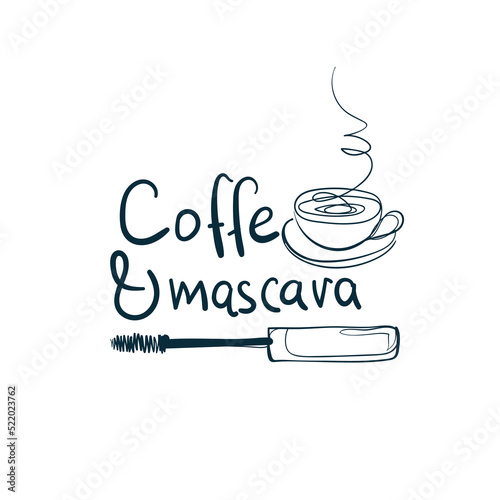 coffee and mascara vector concept saying lettering hand drawn shirt quote line art simple monochrome