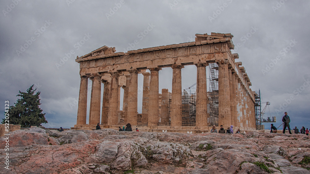 Parthenon temple just before the rain. Acropolis in Athens, Greece.