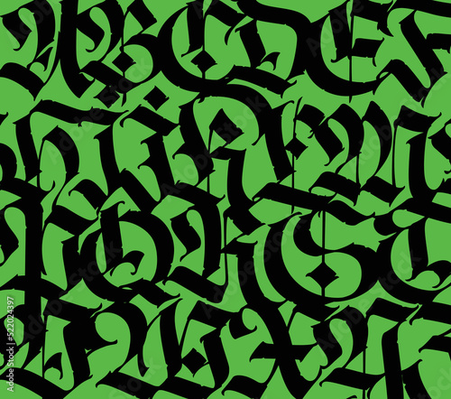 Pattern, ornament in the Gothic style. Vector. Alphabet. Calligraphy and lettering. Medieval latin letters. Graphic elements for corporate identity for the company. Elegant font for tattoos.
