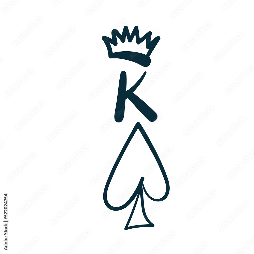 king of spades symbol vector concept saying lettering hand drawn shirt