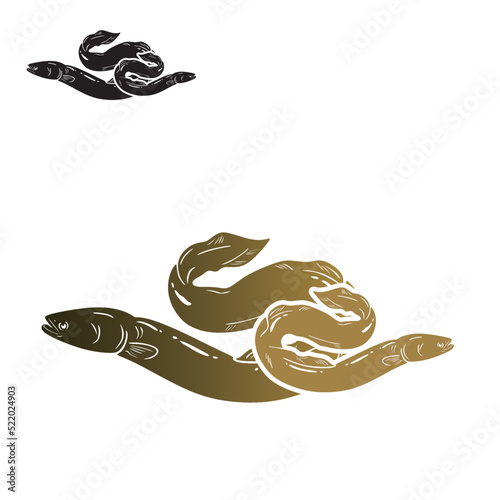 wild rifer ells logo, great silhouette of big ells fish vector illustrations