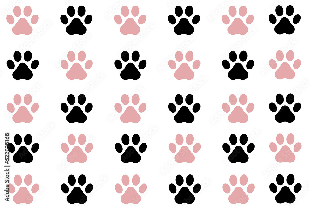 Fototapeta premium Cat paw print, black and white, png
