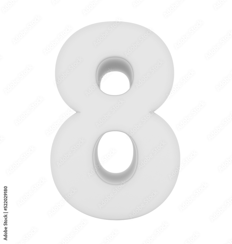 number 8 3d white isolated on white - 3d rendering number 8 3d white isolated on white - 3d rendering