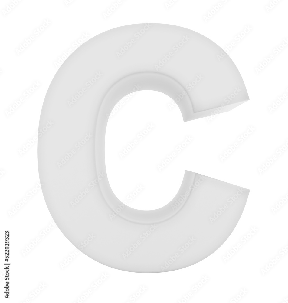 letter C 3d white isolated on white - 3d rendering letter C 3d white isolated on white - 3d rendering