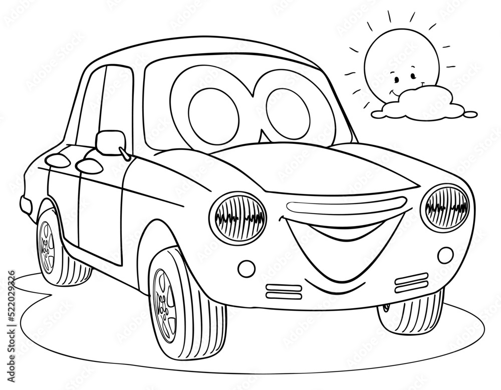 Cartoon vintage car for coloring page. Stock Vector | Adobe Stock