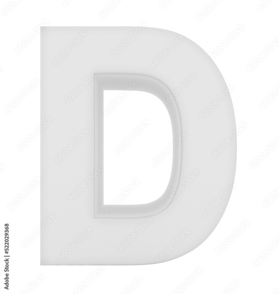 letter D 3d white isolated on white - 3d rendering letter D 3d white isolated on white - 3d rendering