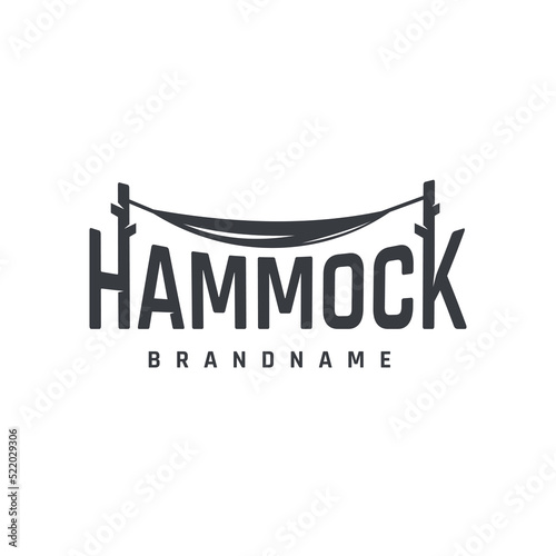 Logo design Hammock illustration, summer vacation with handwritten Fonts, relax, templates, symbols.
