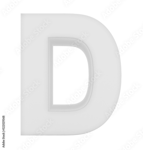 letter D 3d white isolated on white - 3d rendering