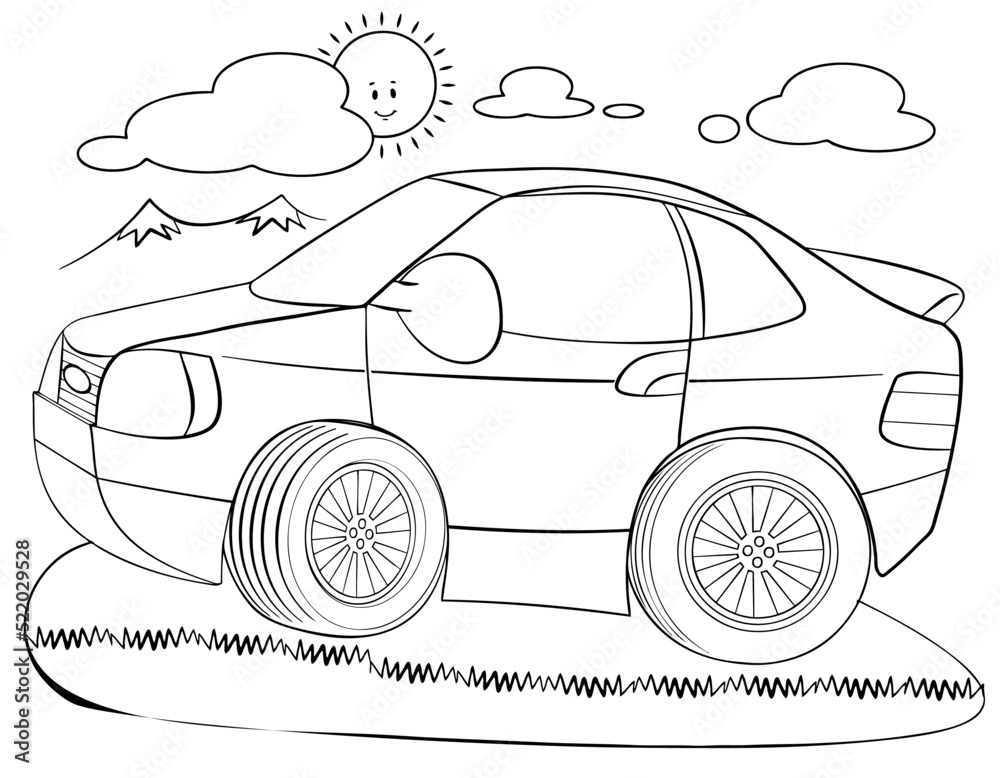 Cartoon car for coloring page. Stock Vector Adobe Stock