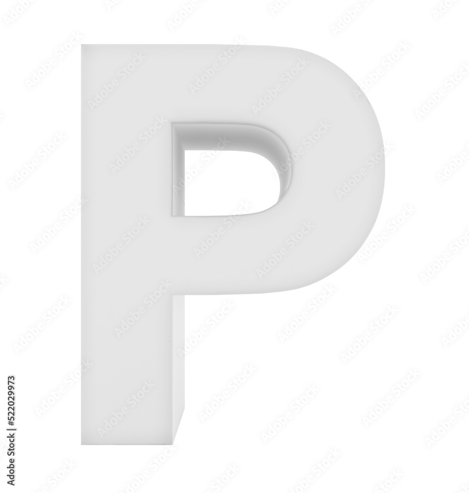 letter P 3d white isolated on white - 3d rendering letter P 3d white isolated on white - 3d rendering