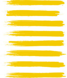 Yellow brush stroke set isolated on background. Collection of trendy brush stroke vector for yellow ink paint, grunge backdrop, dirt banner, watercolor design and dirty texture. Brush stroke vector