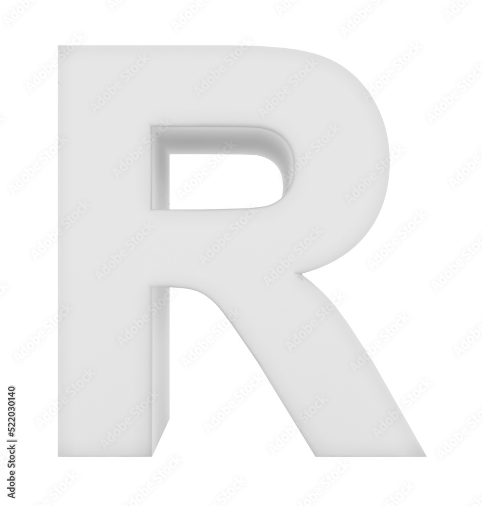 letter R 3d white isolated on white - 3d rendering letter R 3d white isolated on white - 3d rendering