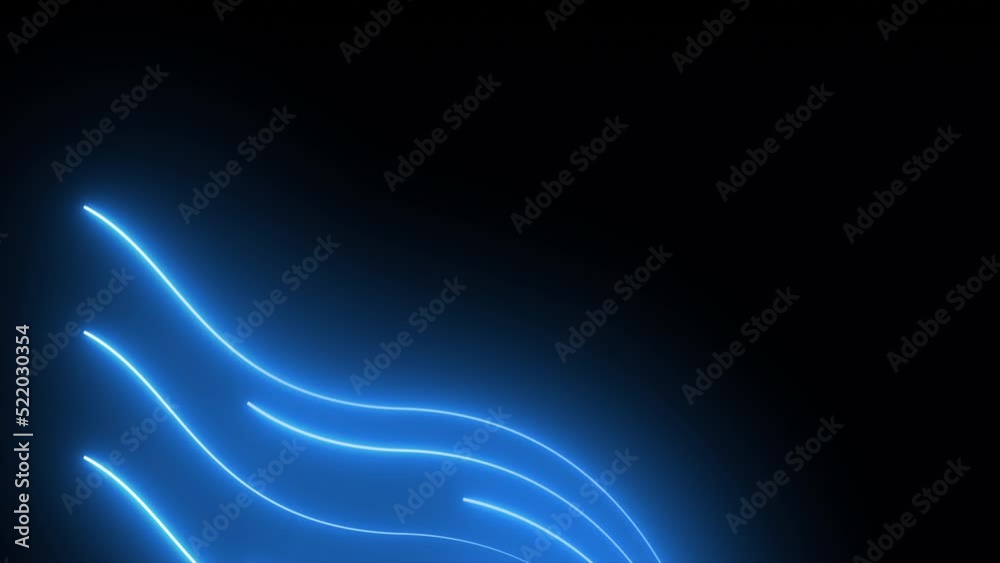Bright neon blue laser curve line abstract technology background. Seamless loop. 4K