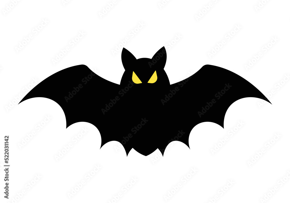 Fototapeta premium Black Bat Icon Clipart on Flat Isolated White Background