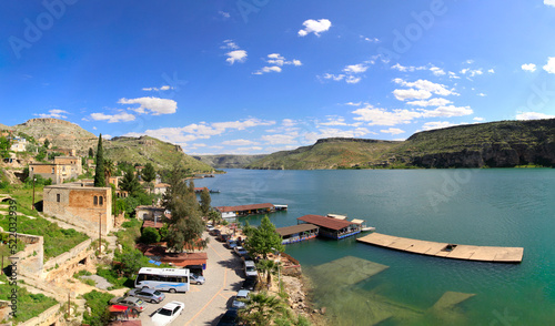 Halfeti Village with a sunken mosque in Şanlıurfa, Halfeti most beautiful panoramic photos. photo