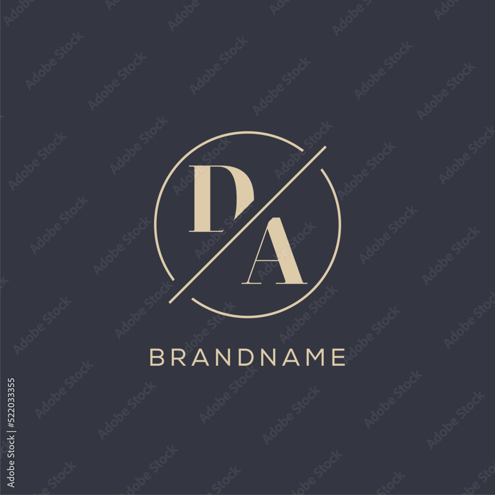 Initial letter DA logo with simple circle line, Elegant look monogram ...