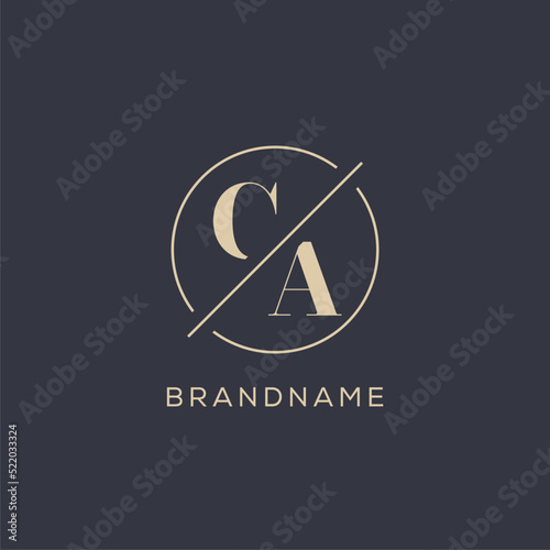 Initial letter CA logo with simple circle line, Elegant look monogram logo style
