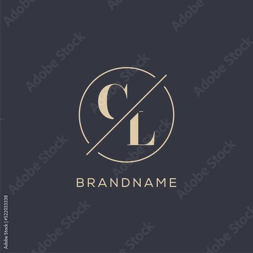 Initial letter CL logo with simple circle line, Elegant look monogram logo style