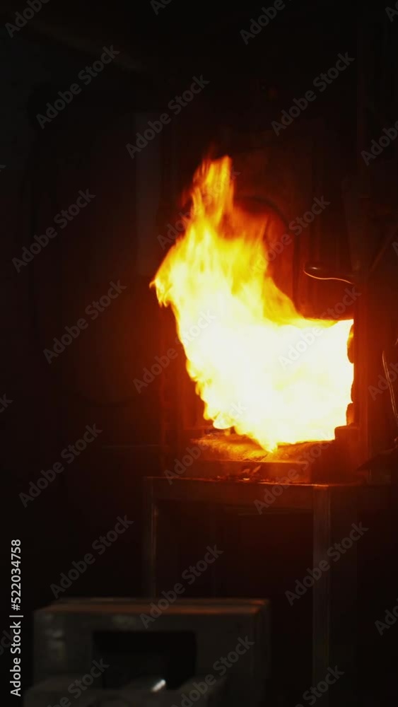Atmospheric authentic forge with a kindled furnace Atmospheric authentic forge with a kindled furnace