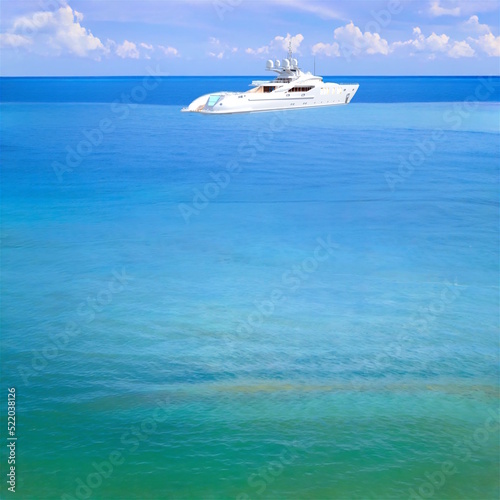 南の海 透明な海 緑の海 浮かぶ小舟 ボート クルーザー ヨット