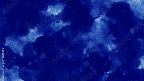 Artistic hand painted multi layered dark blue background. dark blue nebula sparkle purple star universe in outer space horizontal galaxy on space. navy blue watercolor and paper texture. wash aqua © Aquarium